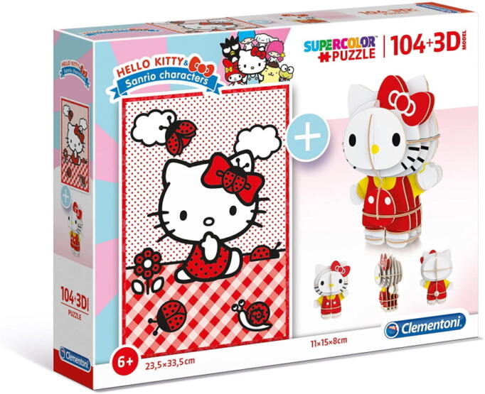 Hello Kitty 104 db-os puzzle és 3D modell (20171)