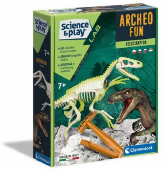 Science and Play Archeofun - Világító Velociraptor régész játék (50193)