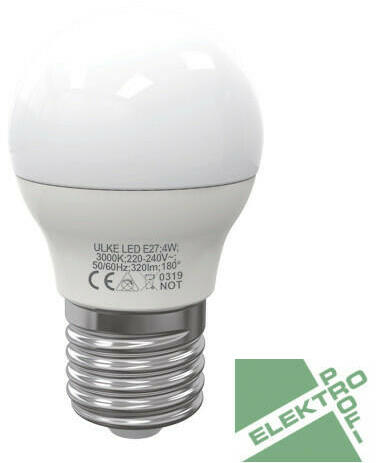 Ulke E27-es foglalatú 4 W-os LED-es izzó meleg fehér (03061)