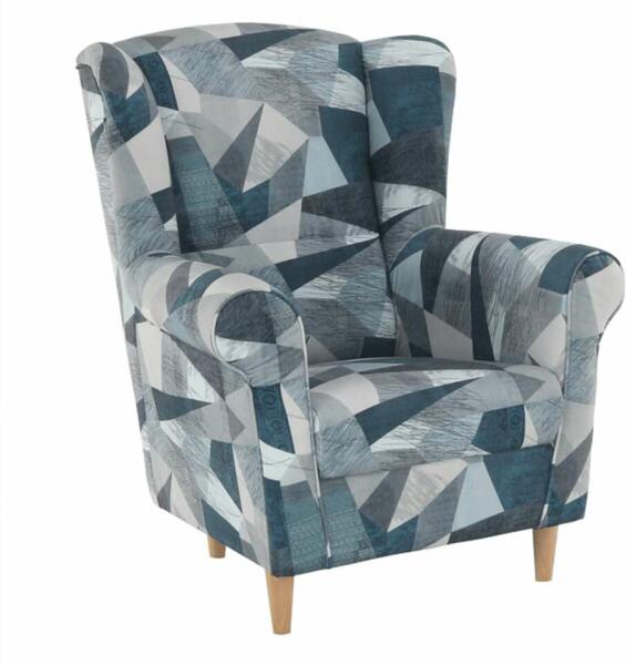 Vásárlás: Füles fotel, szövet szürke-kék minta, CHARLOT (0000211117) Fotel  és ülőke árak összehasonlítása, Füles fotel szövet szürke kék minta CHARLOT  0000211117 boltok