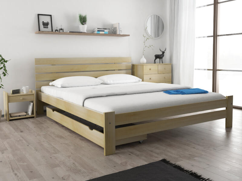 Limitator Rama Pat Pat inaltat PARIS 180x200 cm, pin Saltele: Cu saltele Coco Maxi 20 cm ...