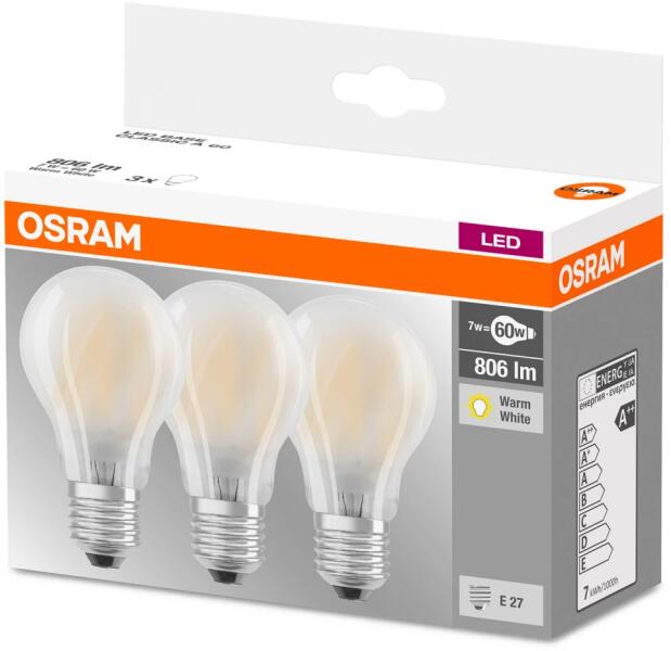 LEDVANCE Base CL A 60 GL FR E27 7W 806lm 3x 4058075819351