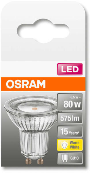 Vásárlás: OSRAM Star 230V LED PAR16 spot, üveg ház, 6, 9W 575lm 2700K GU10,  átlagos élettartam: 15000 óra, fényszín: meleg fehér LED ST PAR16 80 120°  6.9W 2700K GU10 ( 4058075431751 ) (