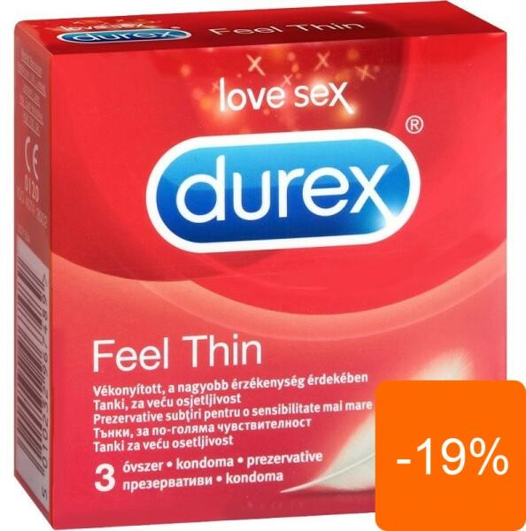 Durex Prezervative Durex Feel Thin 3 Bucati (MAGT1002637TS) (Prezervativ) -  Preturi