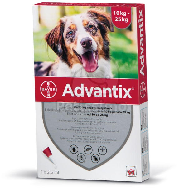 Advantix Spot On за кучета за ветеринарни цели за кучета между 10-25 кг -  petissimo - 17,90 лв Препарати против паразити за кучета Цени, оферти и  мнения, списък с магазини, евтино Advantix