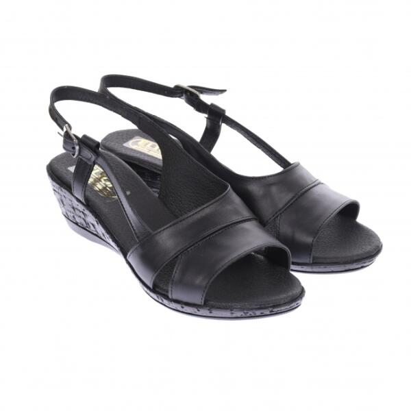 Ellion Oferta marimea 36 - Sandale dama, casual, negre, din piele naturala,  cu platforma de 4 cm - LELION42N - ciucaleti (Sandale dama) - Preturi