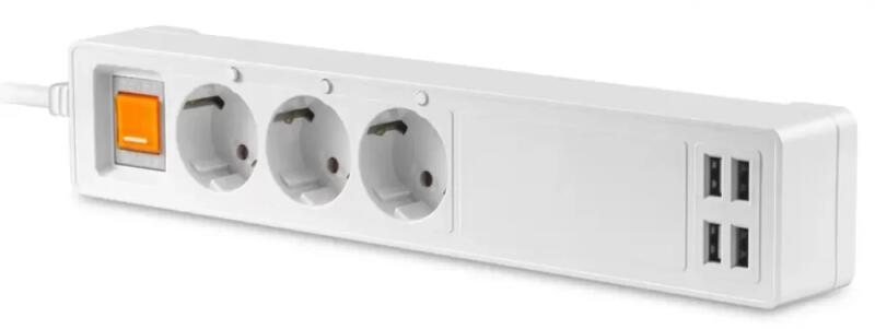 3 Plug + 4 USB 1,8 m Switch (PSHS16AW)