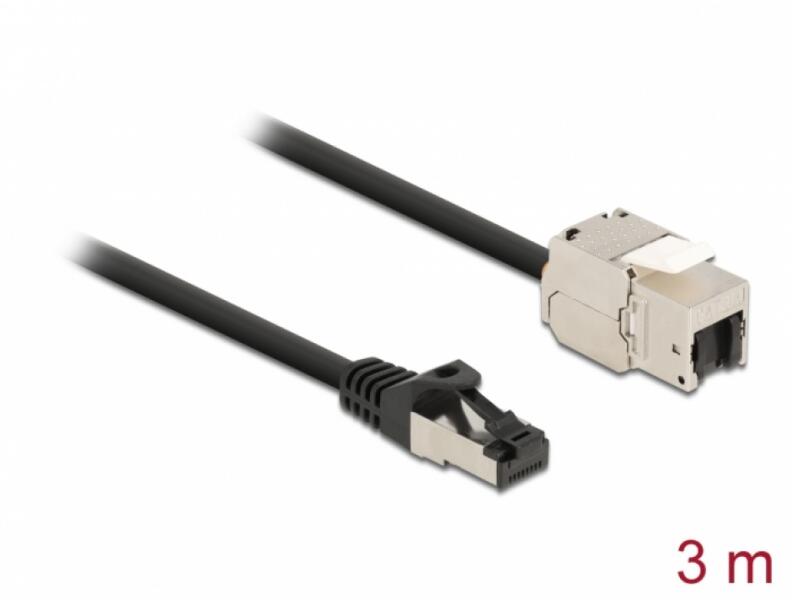 Delock Cablu prelungitor retea RJ45 S/FTP Cat. 6A 3m Negru, Delock 87029  (87029) (Cablu de retea) - Preturi