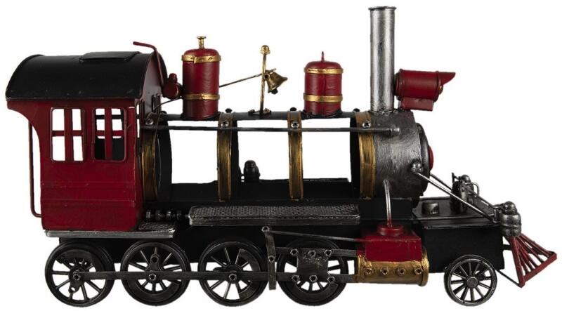 Macheta Locomotiva Retro din metal rosu argintiu 42x13x23 cm (6Y4615) ( Macheta) - Preturi