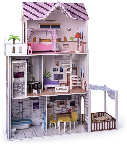 Woodyland Дървена къща за кукли с обзавеждане и асансьор - Малибу - Woody и  чудни играчки онлайн, намери тук най-хубавата