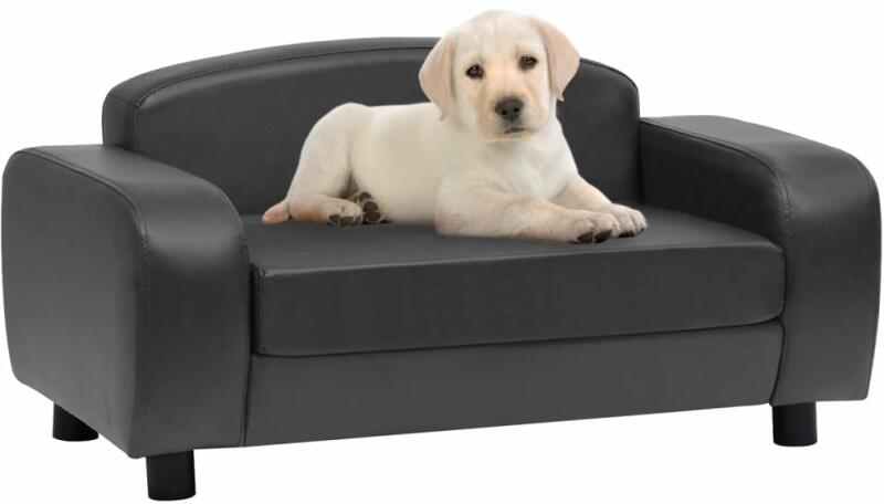 vidaXL Canapea pentru câini, gri, 80x50x40 cm, piele ecologică (171054) -  comfy (Pat caini) - Preturi