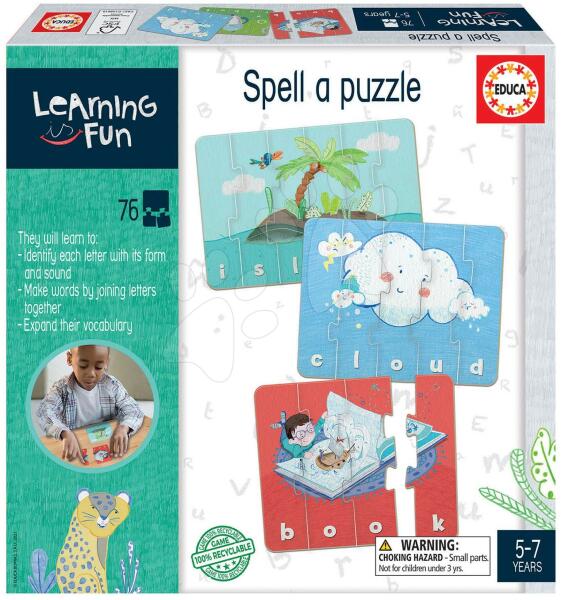 Educa Joc educativ pentru cei mici Spell a Puzzle Educa Învățăm cuvinte în  limba engleză cu imagini 76 piese de la 5 ani (EDU18839) (Puzzle) - Preturi