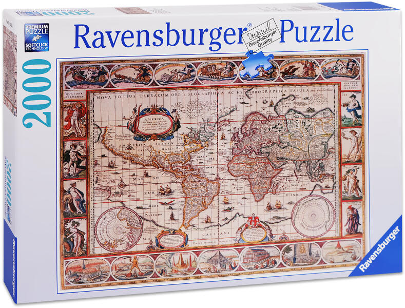 map larynx compile Ravensburger Puzzle Ravensburger de 2000 piese - Harta veche a lumii din  1650 (16633) (Puzzle) - Preturi
