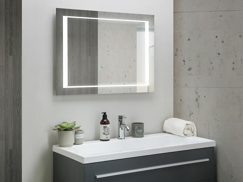 Vásárlás: Beliani Falra Szerelhető Függő LED-tükör 60 x 80 cm-es téglalap  alakú modern vintage fürdőszobai Glamour Sminktükör Hálószoba (166386) Tükör  árak összehasonlítása, Falra Szerelhető Függő LED tükör 60 x 80 cm es