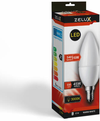 Led Candle C37 6W E14 3000K Gyertya Izzó - lumino