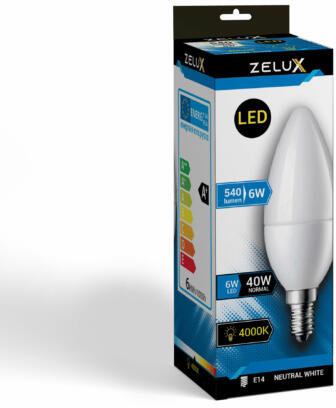Led Candle C37 6W E14 4000K Gyertya Izzó - lumino