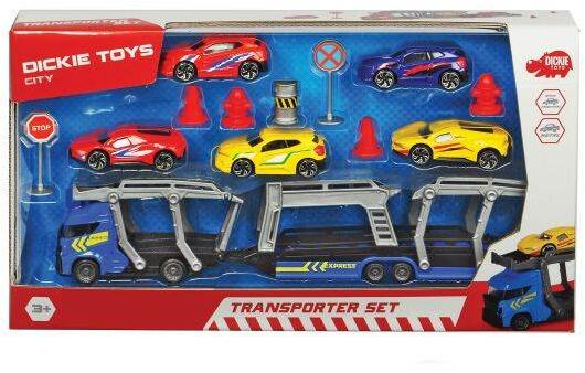 Transporter Set - Kék autószállító kamion 5 kisautóval (203745012)