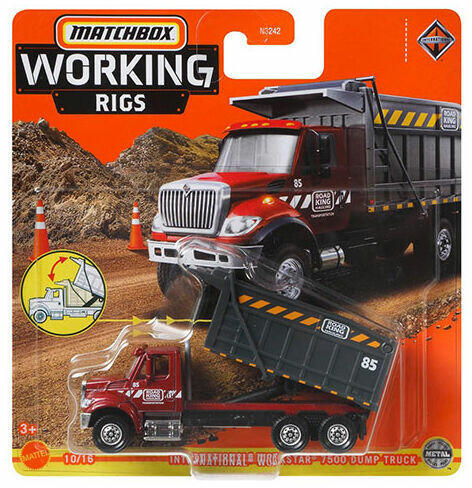Matchbox Dumper International Workstar 7500 | Serie Real Working Rigs | Scala 1:64, Viola - Foto 2