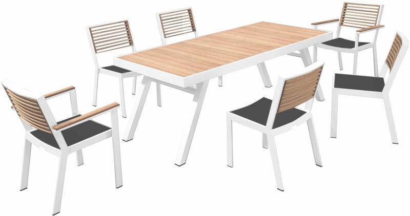 Higold Set masa si scaune gradina Higold York, masa dreptunghiulara si 6  scaune, antracit, cadru alb (Garnitura mobilier de gradina) - Preturi