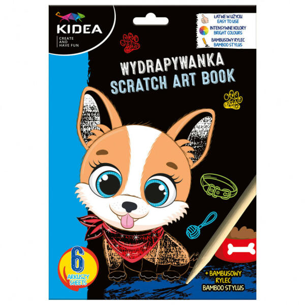 Kidea képkarcoló szett, 6 lapos - kutyás (DFM-WYPKA)