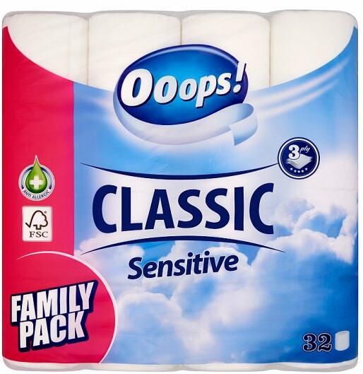 Vásárlás: Ooops! Classic Sensitive 3 rétegű 32db WC-papír árak  összehasonlítása, Classic Sensitive 3 rétegű 32 db boltok