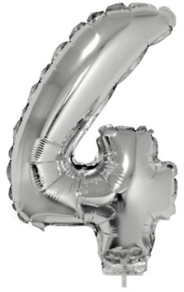 4 szám alakú fólia lufi, ezüst, 41, 6 cm