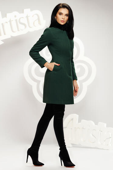 Artista Palton Artista verde cambrat elegant cu guler din blana detasabila (Palton  dama) - Preturi