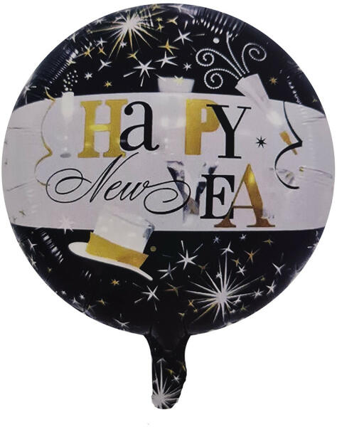 Fólia lufi - Happy New Year - Fekete kör