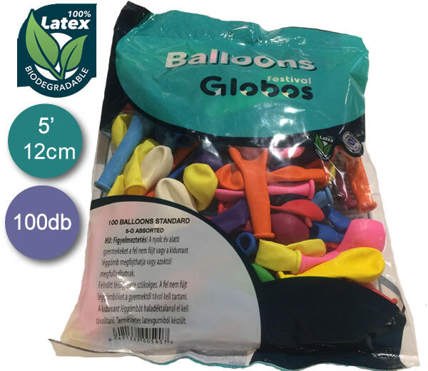 Vegyes csomag, pasztel, latex lufi, 100 db, d12 cm