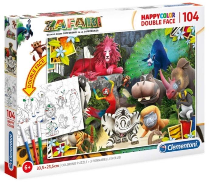 Zafari Double 2 az 1-ben színezhető kétoldalas puzzle 104 db-os (25701)