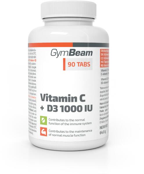 Vásárlás: GymBeam Vitamin C + D3 1000NE tabletta 90db Táplálékkiegészítő  árak összehasonlítása, Vitamin C D 3 1000 NE tabletta 90 db boltok