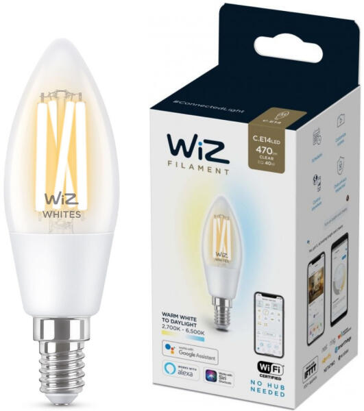 Wi-Fi C35 E14 LED 4, 9W 470lm CRI90 2700-6500K szabályozható - 40W izzó helyett (929003017622)