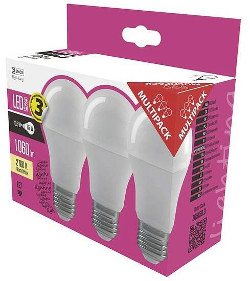 Classic LED izzó A60 E27 10.5W 1060lm meleg fehér 3db ZQ5150.3 (ZQ5150.3)