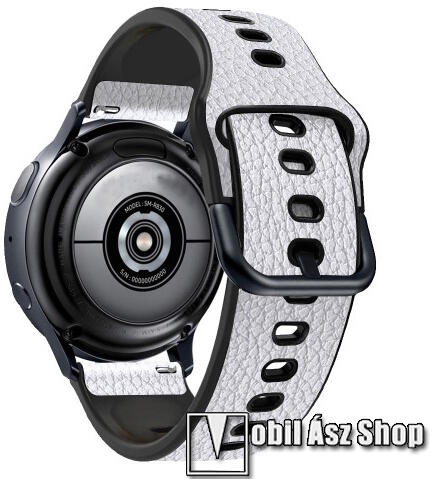 Vásárlás: PU bőr okosóra szíj - FEHÉR - 120mm + 89mm hosszú, 20mm széles,  szilikon belső - SAMSUNG Galaxy Watch 42mm / Xiaomi Amazfit GTS / SAMSUNG  Gear S2 / HUAWEI Watch