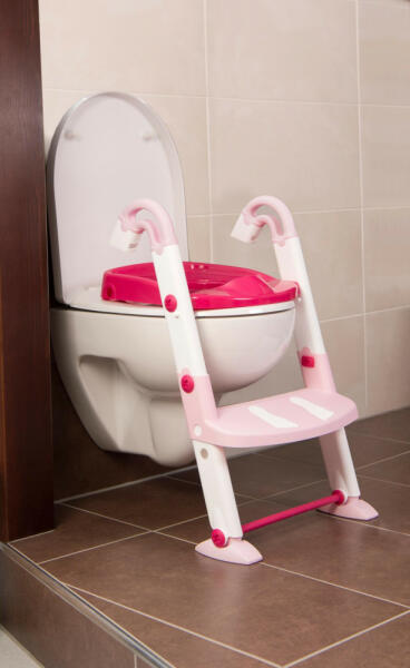 WC fellépő lépcső, bili és szűkítő, 3 az 1-ben, fehér-rózsaszín-pink