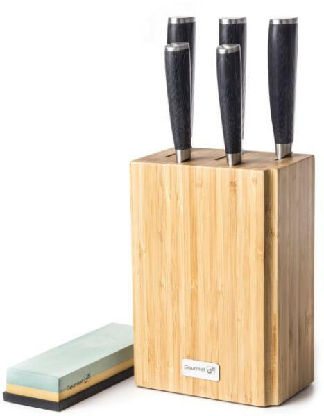 Gourmet Premium Box késkészlet késtartóban, csiszolókővel 5 db-os (DMSP-BX5BK) (6002299)