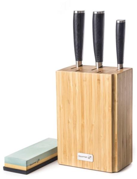 Gourmet Premium késkészlet késtartóban, csiszolókővel 3 db-os (DMSP-BX3BK) (6002298)