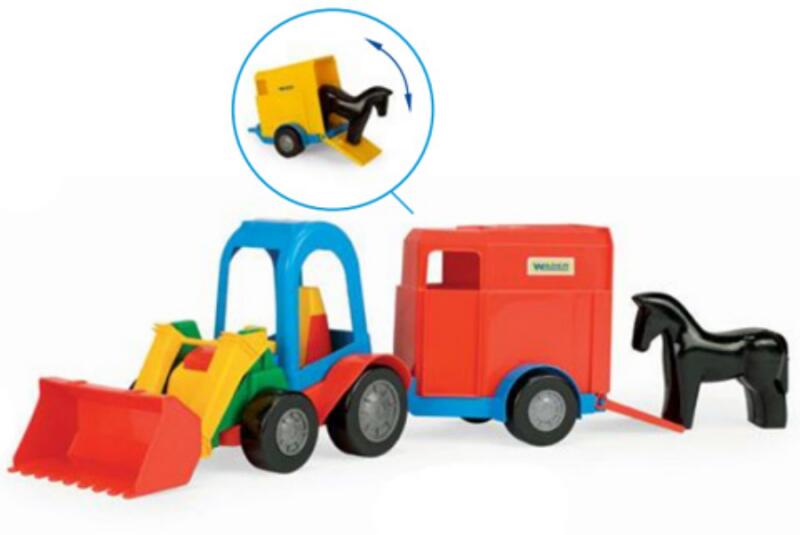 Homlokrakodós traktor lószállító utánfutóval 41cm (35204)
