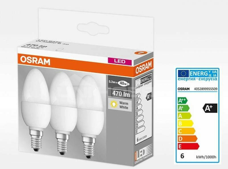 LEDVANCE B35 E14 5.5W 470lm 2700K 3x (4052899955509)