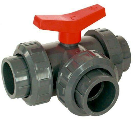 PVC golyós háromutas szelep 63 mm L