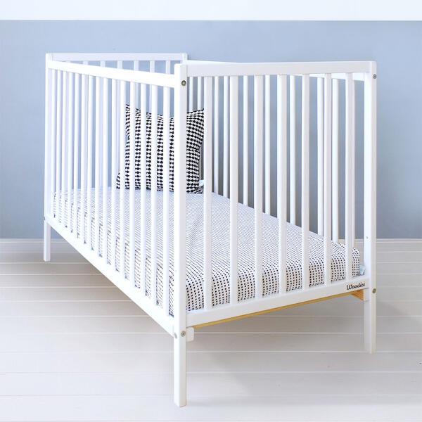 Woodies Safe Dreams Patut din lemn pentru bebe, inaltime saltea reglabila,  dream alb 120x60 cm (Pat pentru bebelusi) - Preturi