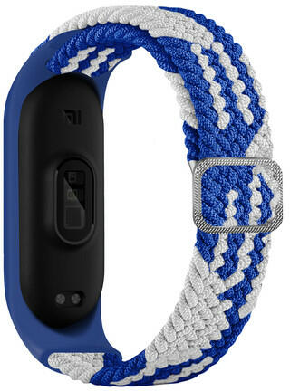 TYPEC Curea de schimb din material textil pentru Xiaomi Mi Band 6 / 5 / 4 /  3 din stofa impletita albastru-alb (Accesoriu ceas sport si smartwatch) -  Preturi