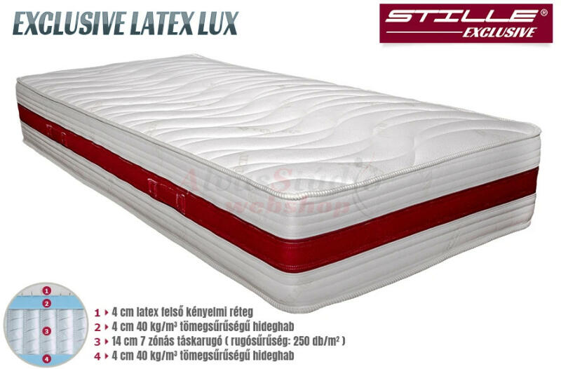 Vásárlás: Stille Exclusive Latex Lux 7 zónás zsákrugós matrac 180x220 Matrac  árak összehasonlítása, Exclusive Latex Lux 7 zónás zsákrugós matrac 180 x  220 boltok