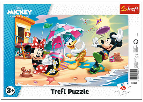 Mickey Egér szórakozás a tengerparton keretes puzzle 15 db-os (31390)