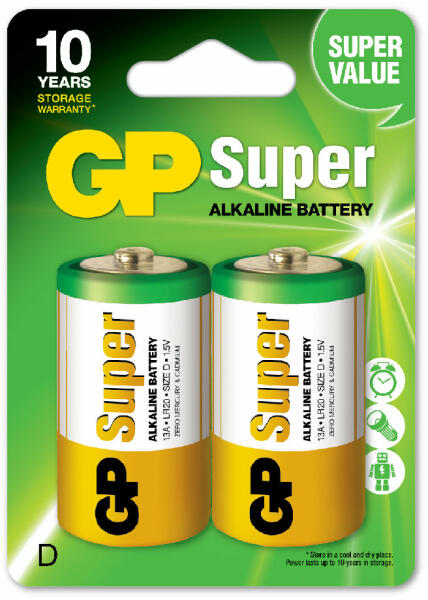 GP Batteries Baterii GP Super Alkaline D (LR20), 1.5V , blister 2pcs  (GPPCA13AS005) (Baterii de unica folosinta) - Preturi