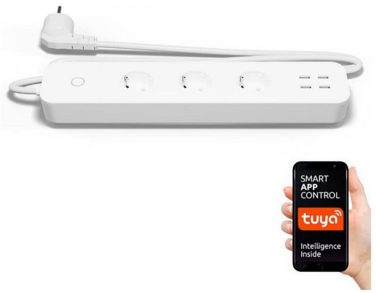 Smart 3 Plug + 4 USB 1,8 m Switch (TSL-SPL-3-4USB/TE0023)