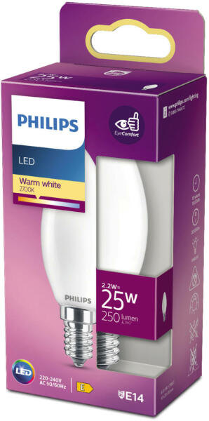 Philips B35 E14 2.2W 2700K (8718699763374) (Bec LED) - Preturi