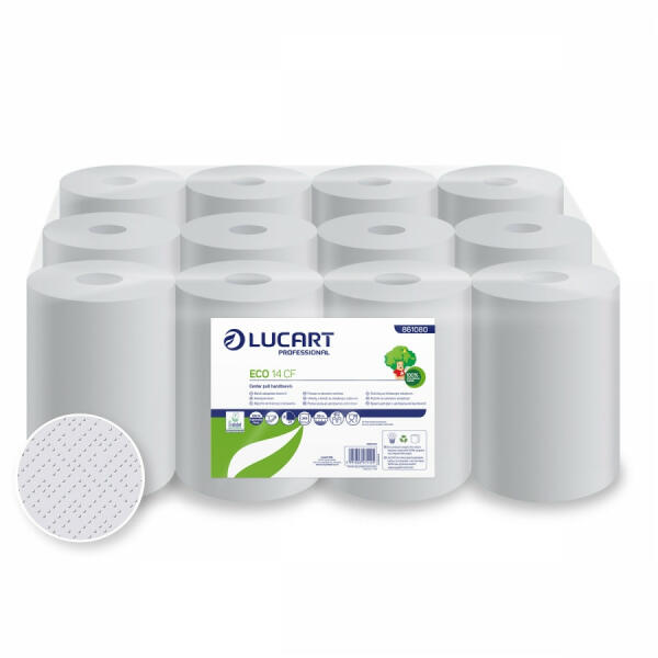 Eco 14 CF Mini kéztörlő 2 réteg recy ragasztott 55m 12 tekercs/zsugor (861080) - alphadenthigienia