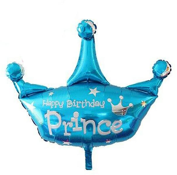 Fólia lufi - Kék korona - Happy Birthday Prince