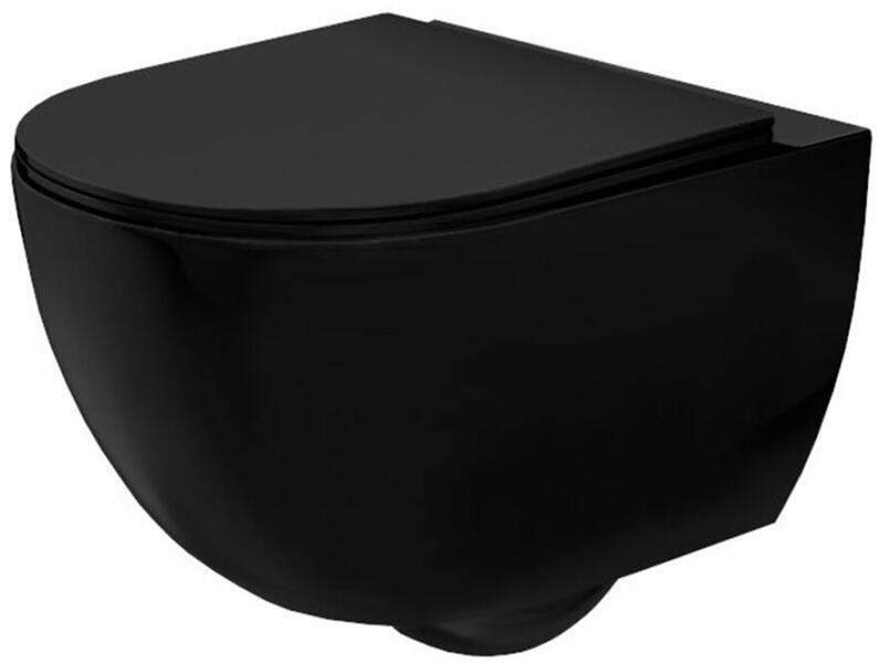 Rea Set vas WC suspendat Rea Carlo Mini negru mat cu capac softclose  (5902557355921) (Vas WC) - Preturi